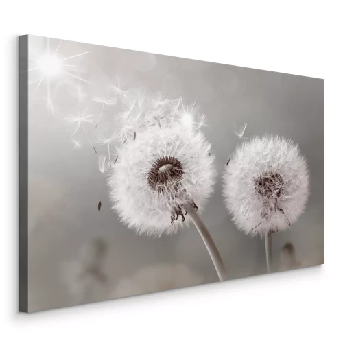 Tableau  Des pissenlits éclatants dont les graines s'envolent