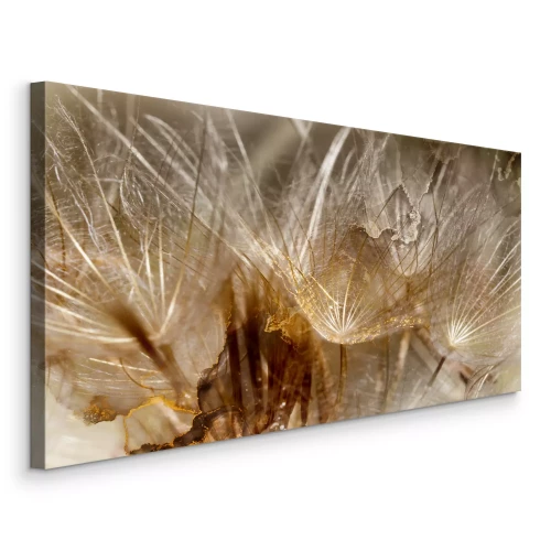 Tableau  Pissenlits dans une lumière brune et dorée