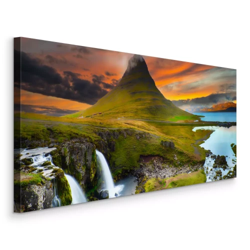 Tableau  Chutes d'eau dans le paysage islandais