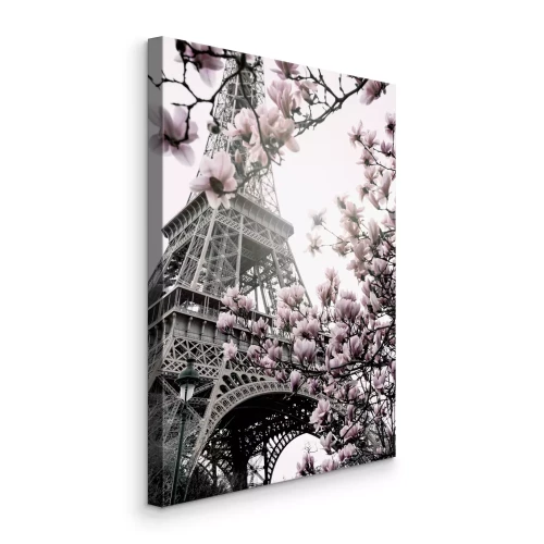 Tableau  Des magnolias en fleurs se détachent sur le fond de la tour Eiffel.