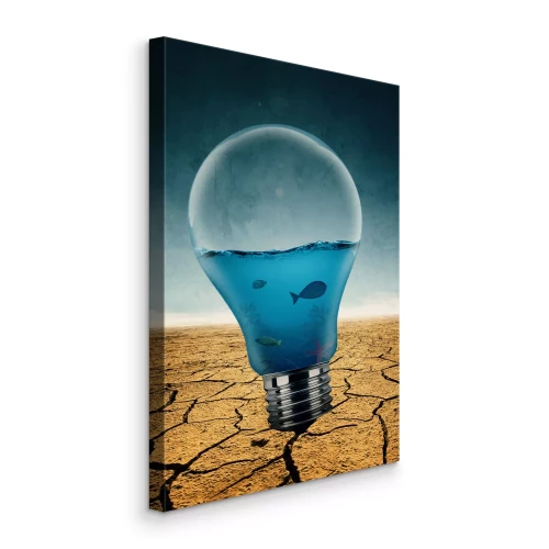 Tableau  Ampoule abstraite avec des poissons dans le désert