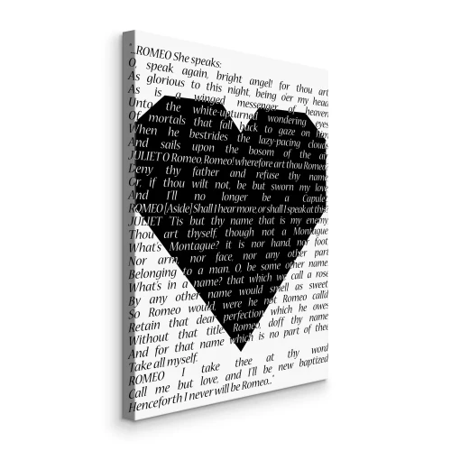 Tableau  Cœur noir avec citation littéraire