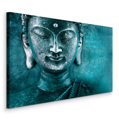 Tableau  Profil de Bouddha turquoise avec une texture distincte