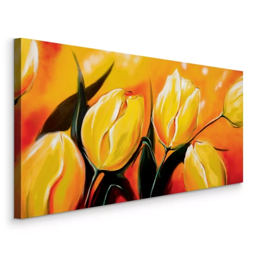 Tableau  Tulipes jaunes artistiques aux couleurs chaudes