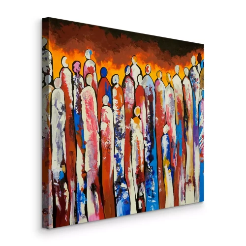 Tableau  Abstraction avec une foule aux couleurs intenses