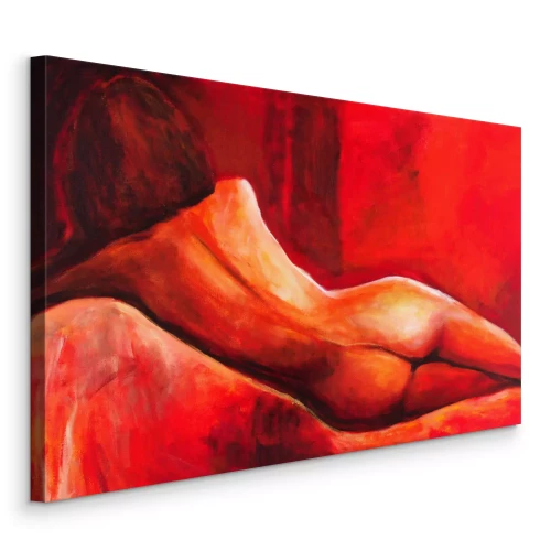 Tableau  Femme nue dans des tons rouges chauds