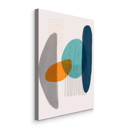Tableau  Formes arrondies et lignes fines dans une composition géométrique