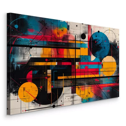 Tableau  Abstraction de lignes et de cercles dans le style de Kandinsky