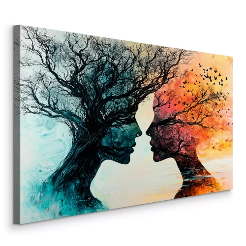 Tableau  Des personnes sous forme d'arbres abstraits