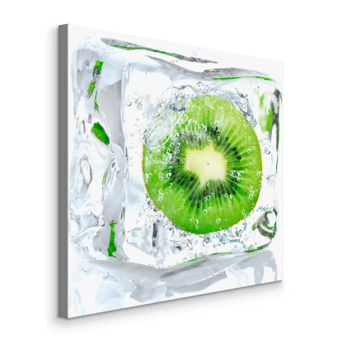 Tableau  Un morceau de kiwi dans un glaçon