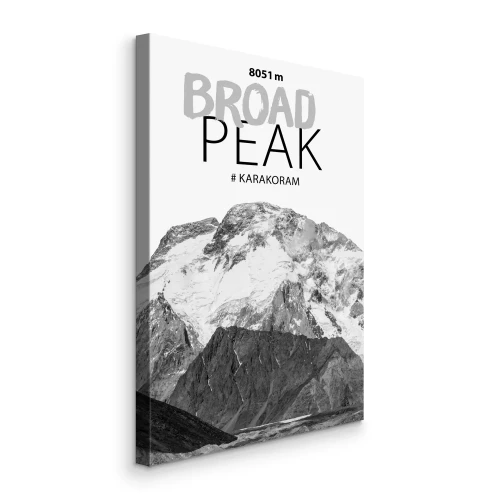 Tableau  Broad Peak en noir et blanc avec inscription