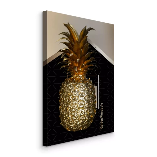 Tableau  Un ananas doré sur un fond géométrique