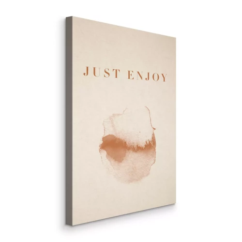 Tableau  L'inscription « Just Enjoy » avec des graphismes sur fond beige