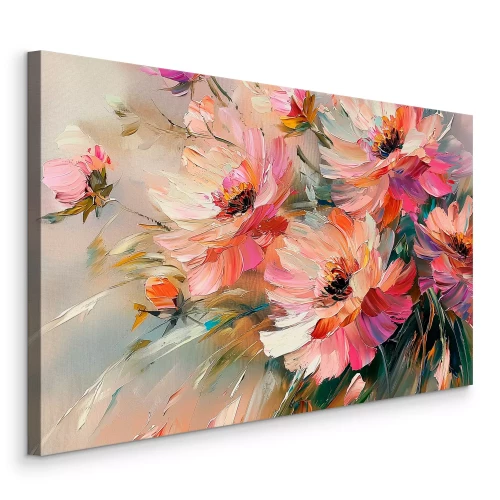 Tableau  Des fleurs dans une palette expressive de rose et d'orange