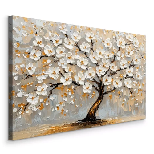 Tableau  Un arbre fleuri dans une composition picturale en 3D