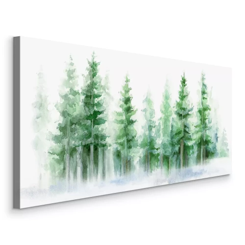 Tableau  Paysage à l'aquarelle avec des conifères