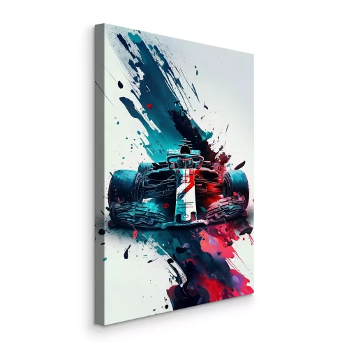 Tableau  Une voiture de course entourée d'éclaboussures de peinture