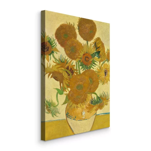 Tableau  Un bouquet de tournesols dans un vase en porcelaine rétro