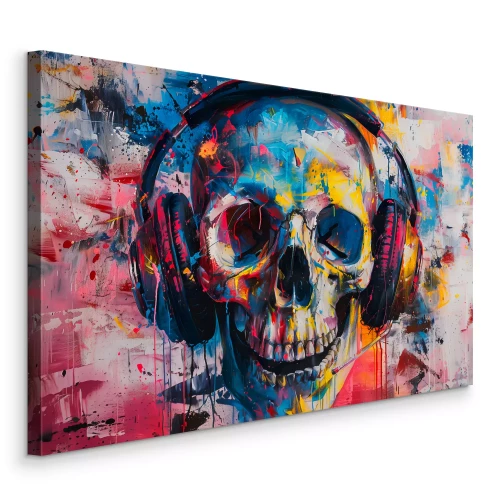 Tableau  Casque audio en abstraction colorée