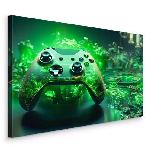 Tableau  Coussin vert dans une composition de lumière technologique