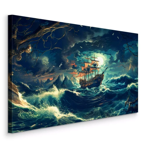 Tableau  Un voilier pendant une tempête nocturne dans un style artistique