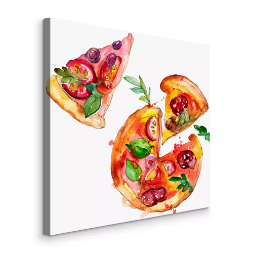 Tableau  Pizza peinte à l'aquarelle