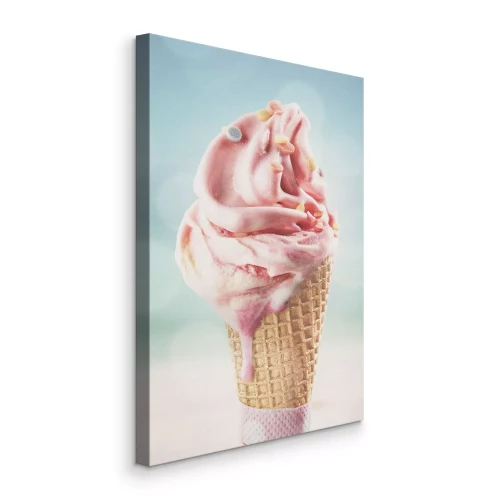 Tableau  Crème glacée rose sur fond de mer