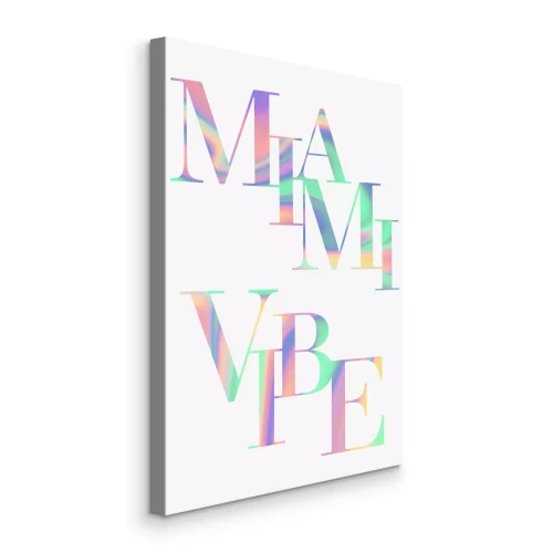 Tableau  Inscription colorée « Miami Vibe » sur fond blanc
