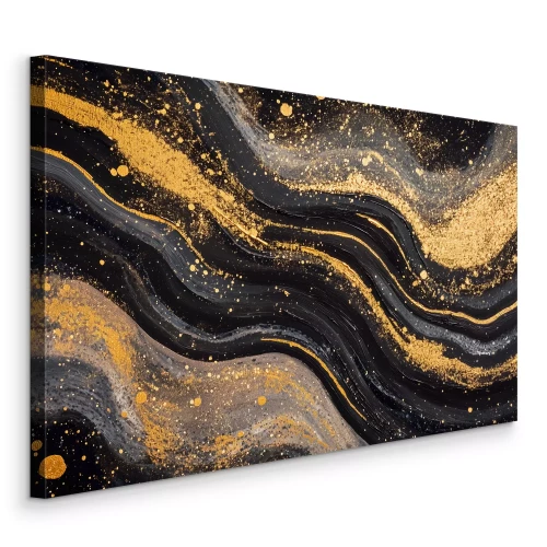 Tableau  Abstraction en noir et gris avec de la poussière d'or