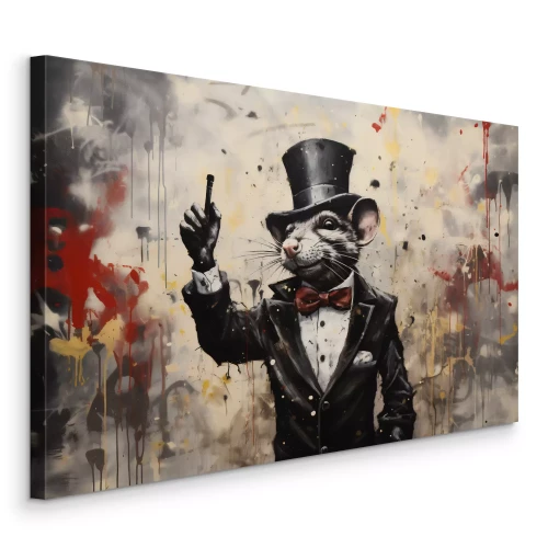 Tableau  Une souris en combinaison spatiale inspirée par Banksy