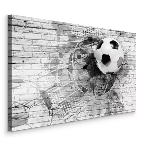 Tableau  Composition de football avec un ballon et une brique