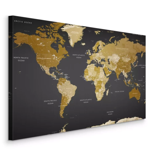 Tableau  Une élégante carte politique du monde sur fond noir