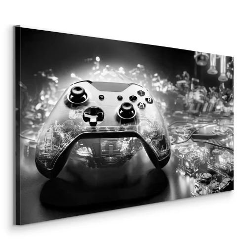 Tableau  Un bloc-notes noir et blanc dans un environnement technologique lumineux