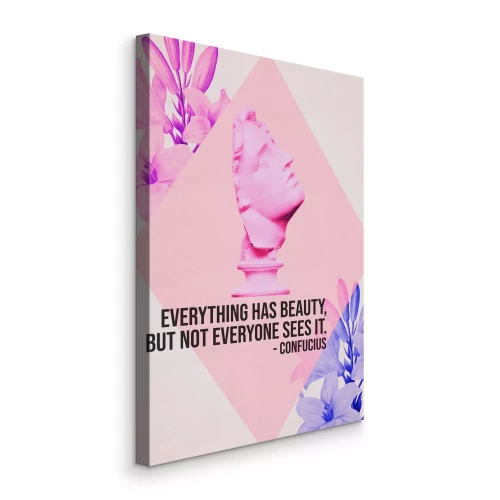 Tableau  Une sculpture pastel parmi des lys avec des inscriptions