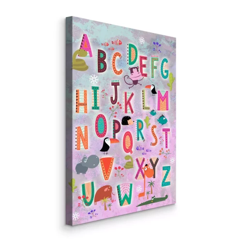 Tableau  Alphabet coloré pour enfants avec un motif animalier