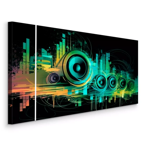 Tableau  Une vague colorée de musique et de haut-parleurs