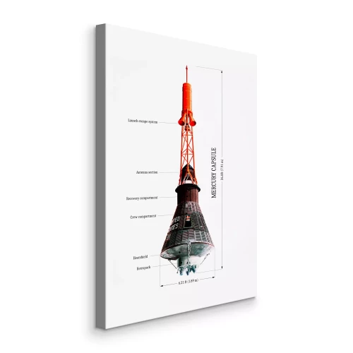 Tableau  Dessin technique de la capsule habitée du programme Mercury