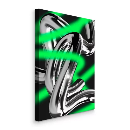 Tableau  Tubes métalliques avec des bandes lumineuses vertes