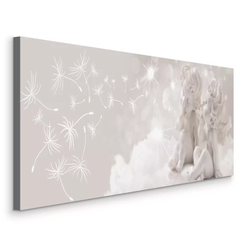 Tableau  Deux anges avec des pissenlits