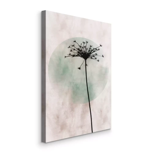 Tableau  Silhouette d'un pissenlit avec un cercle vert en arrière-plan