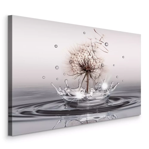 Tableau  Pissenlit au-dessus d'un jet d'eau sous les lumières