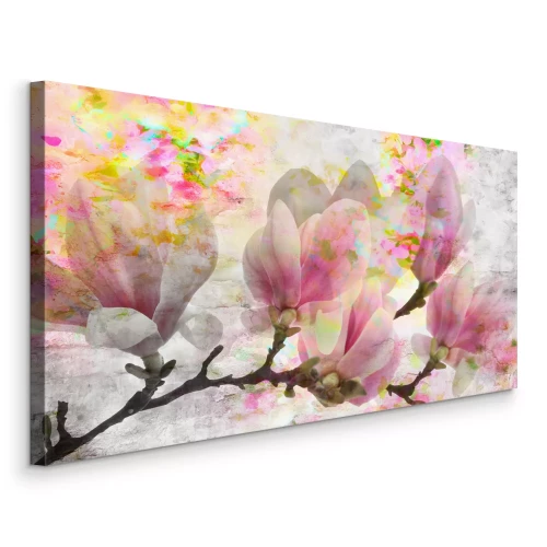 Tableau  Branche de magnolia à l'aquarelle dans une composition pastel