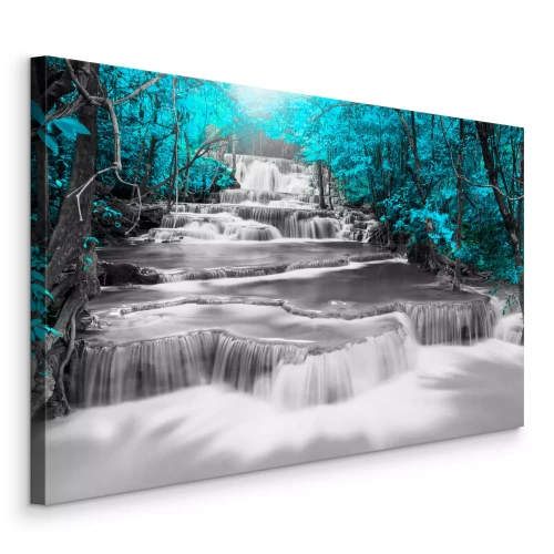 Tableau  Cascade en forêt aux couleurs abstraites