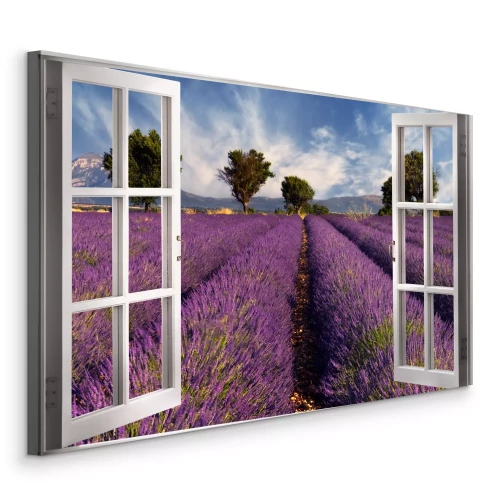 Tableau  Vue depuis la fenêtre sur la lavande violette