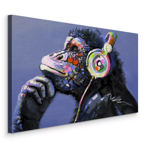 Tableau  Un chimpanzé qui réfléchit avec de la musique