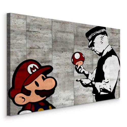 Tableau  Mario et le policier Banksy