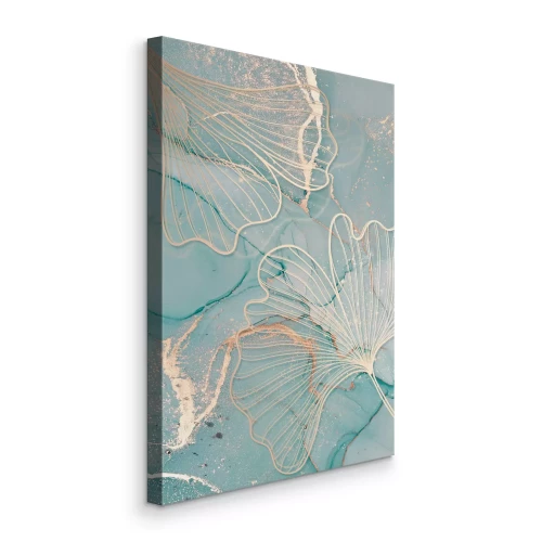 Tableau  Feuilles de ginkgo sur fond bleu
