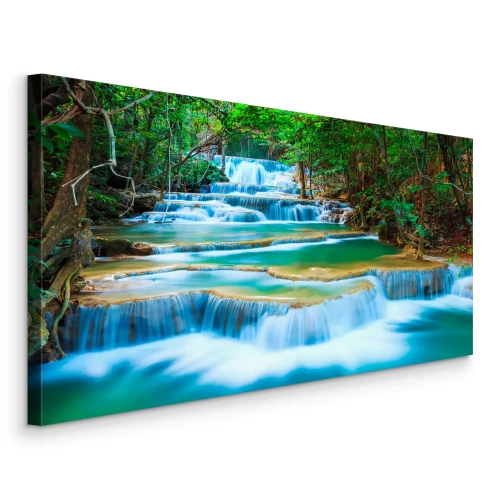 Tableau  Cascade turquoise et nature verdoyante