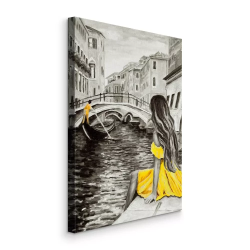 Tableau  Canal de Venise et femme sur le rivage
