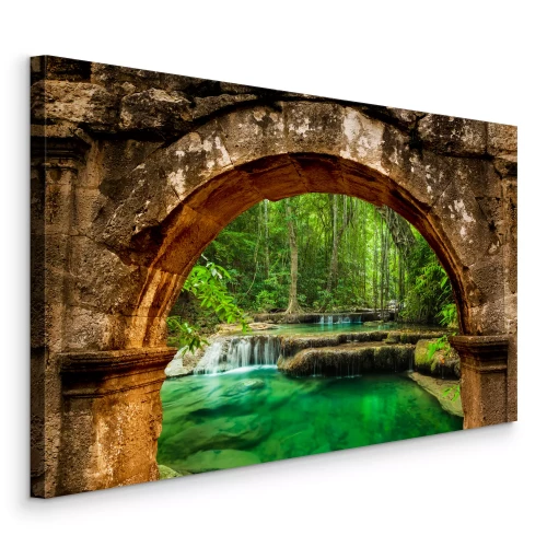Tableau  Une cascade aux eaux émeraude derrière l'arche